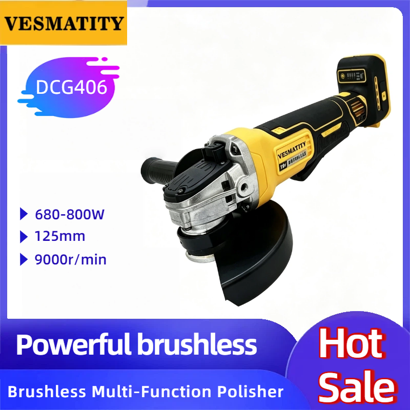 Brushless Angle Grinder Battery Powered - Vesmatity DCG406 Mesin Gerinda Sudut Tanpa