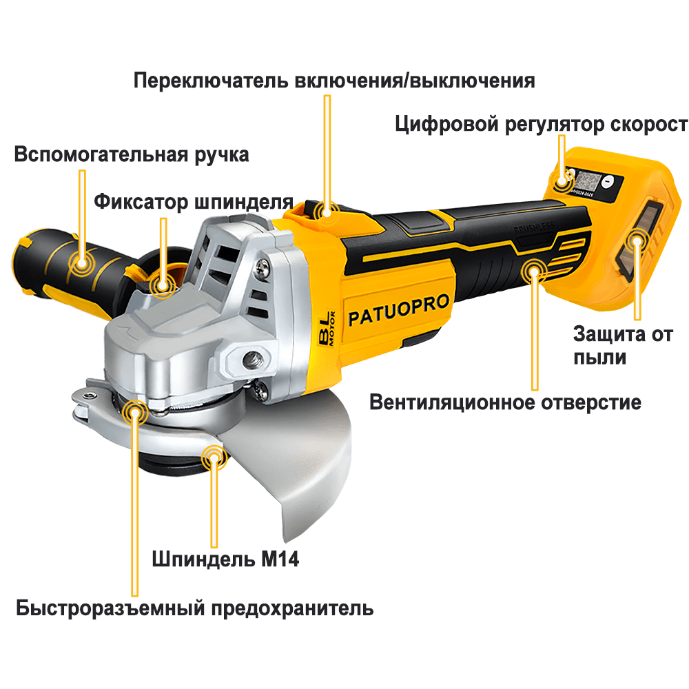 PATUOPRO M14 Penggiling Sudut  - Brushless Angle Grinder Battery Powered ulasan dan harga