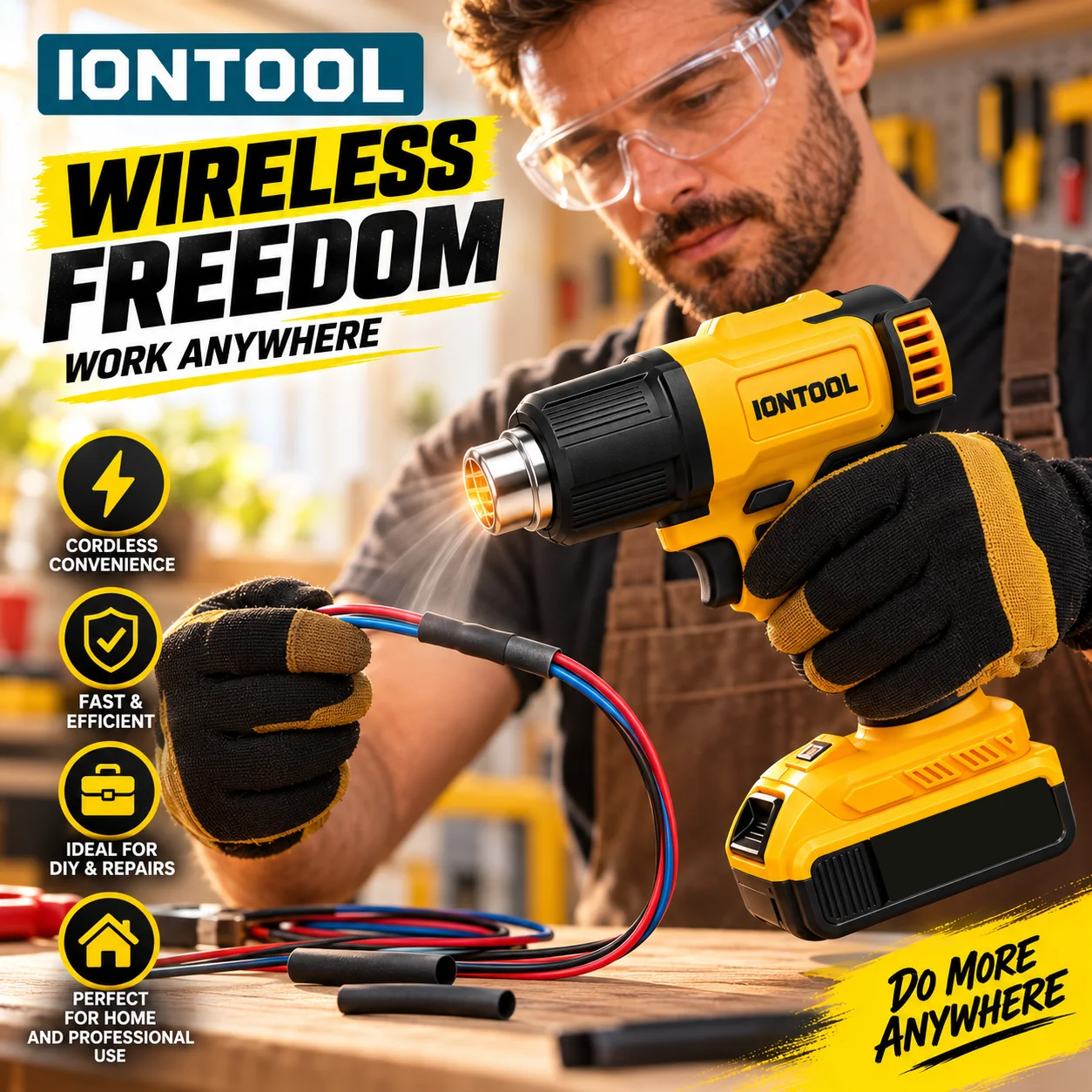 IONTOOL 550 ℃   Pistol Pemanas - Cordless Heat Gun For Shrink Tubing ulasan dan harga