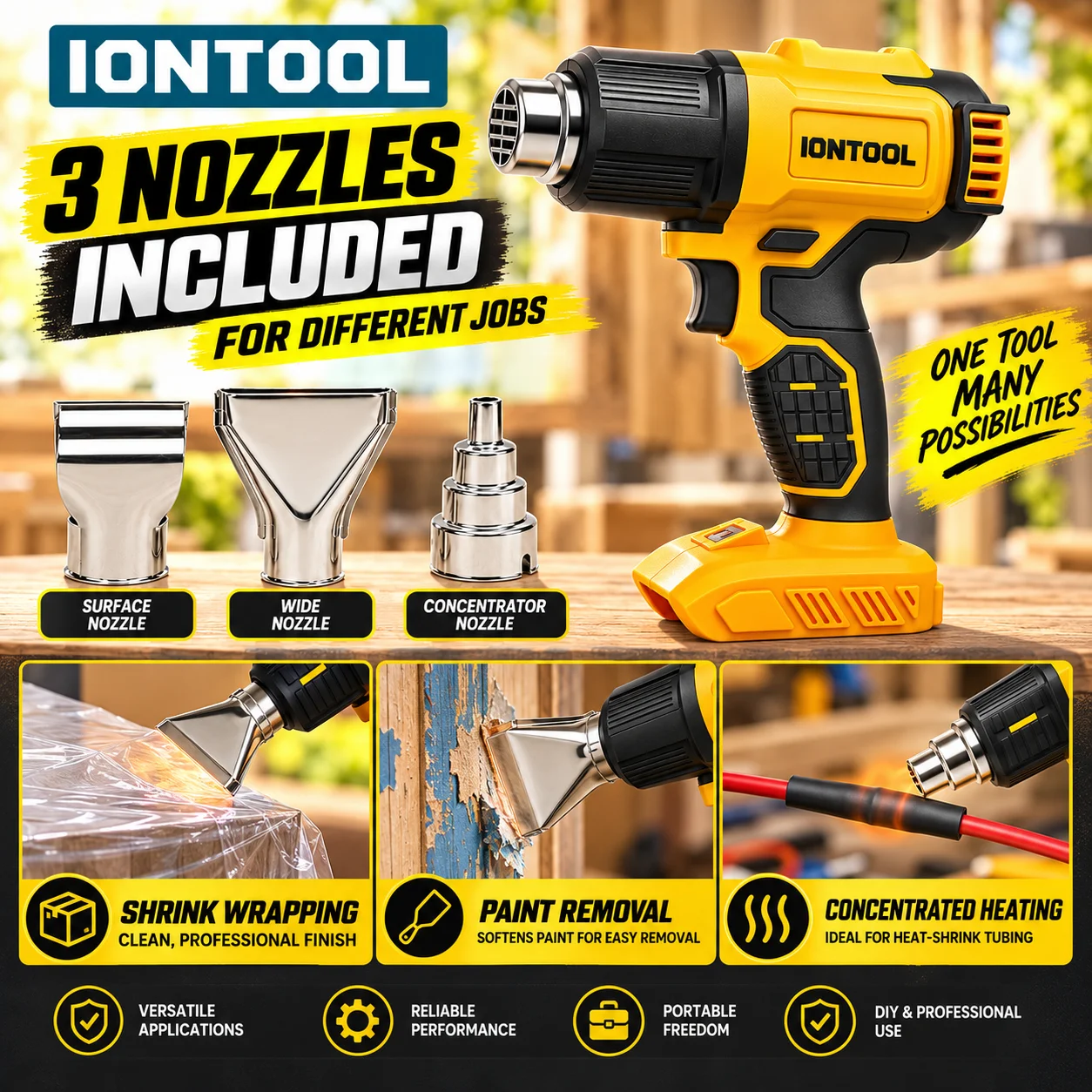 IONTOOL 550 ℃   Pistol Pemanas - Cordless Heat Gun For Shrink Tubing ulasan dan harga