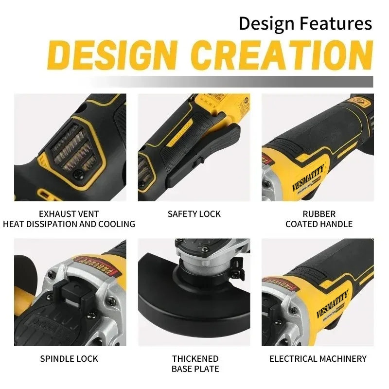 Vesmatity DCG406 Mesin Gerinda - Brushless Angle Grinder Battery Powered ulasan dan harga